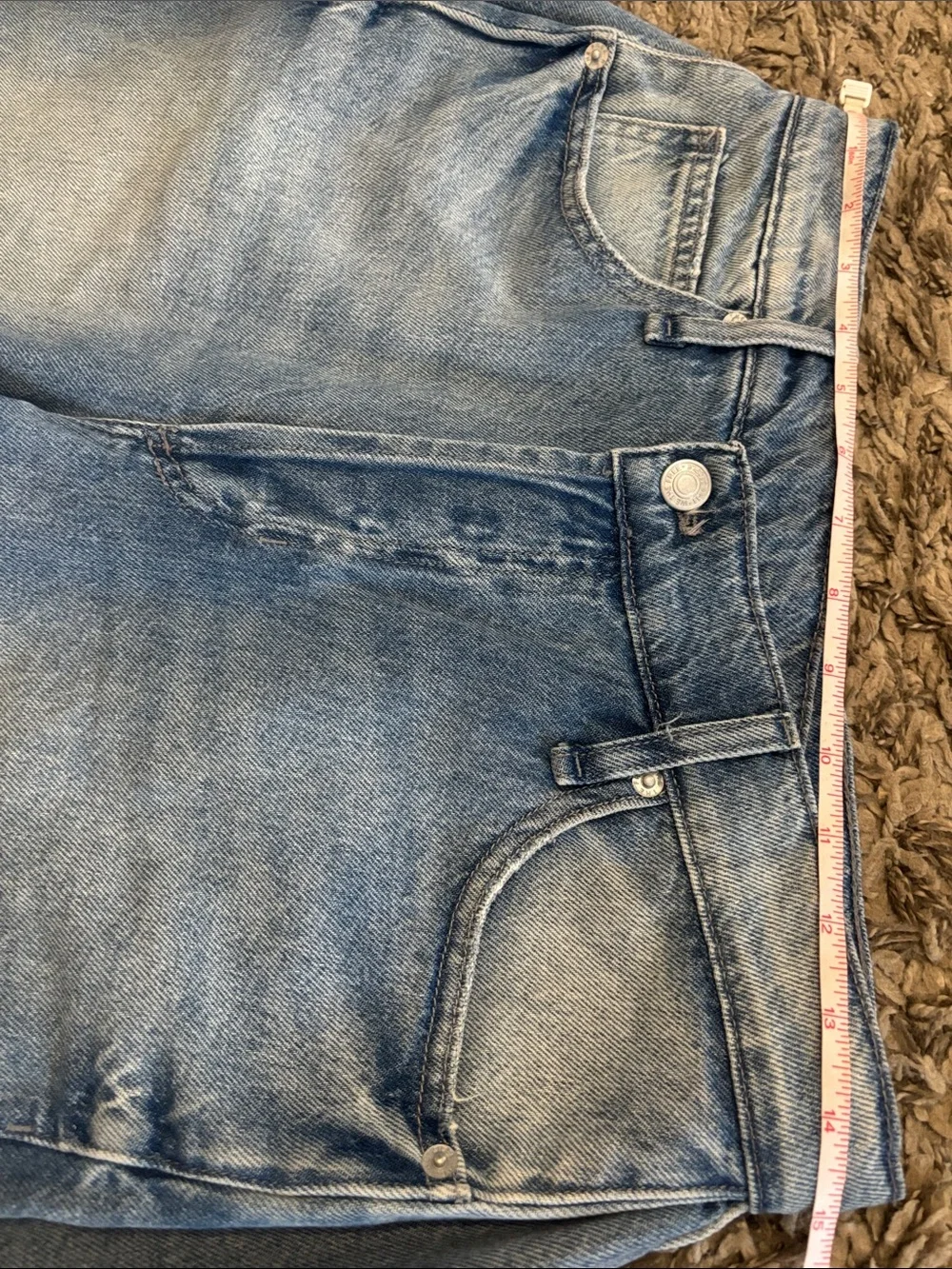 We The Free Boomerang High Rise Long Short Light Wash Frayed Denim Cutoff Shorts